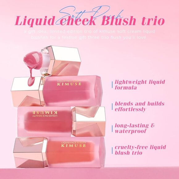 Kimuse Liquid Blush Trio | box set 3 colors {Lucky, Happiness, Love} NWT - Picture 6 of 9